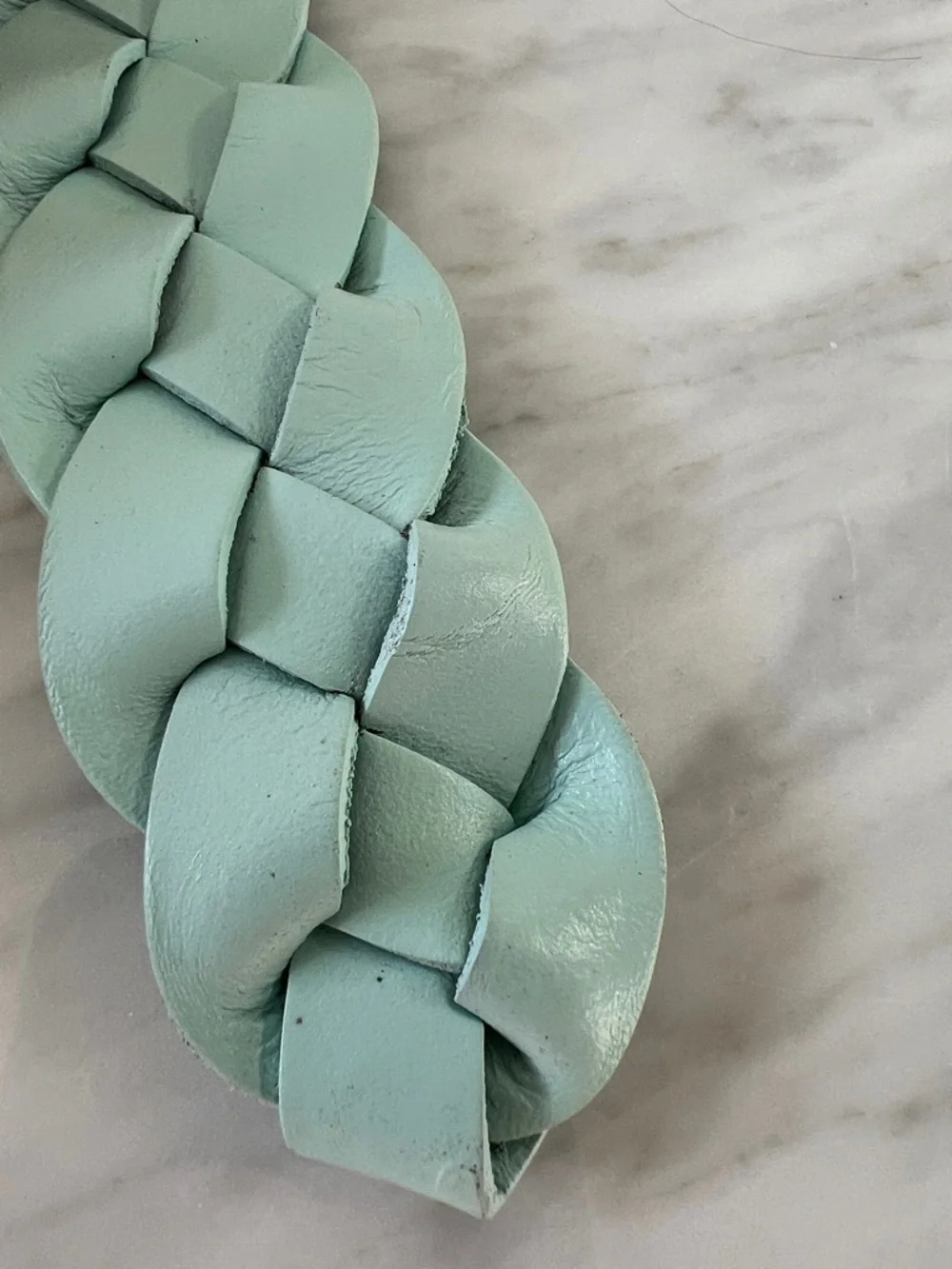 Woven Leather Belt in Aqua Blue - Women's Accessory - Picture 6 of 6